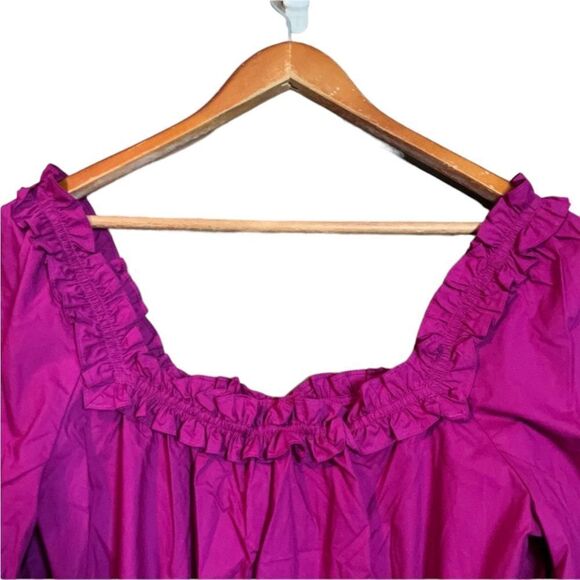 NWT! J. Crew ruffle penny top in magenta - Picture 2 of 13